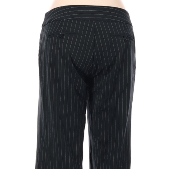 Oleg Cassini Dress Pants Size 8 Mid Rise Navy Blue White Pinstripes Pockets - Picture 4 of 7